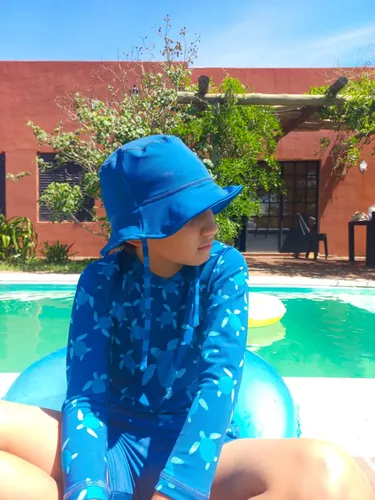 Gorro Infantil Tela Malla Bebe Niño Piluso Con Protección Uv Color Azul Petróleo Talle 4