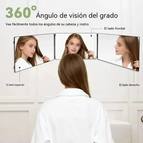 Espejo 360 Grados Luz Tríptica Espejo For Corte Pelo J