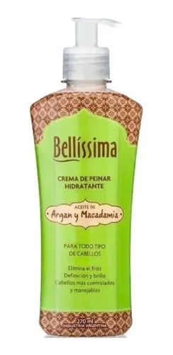 Crema De Peinar Argan Y Macadamia Pelo Seco Bellissima 270ml