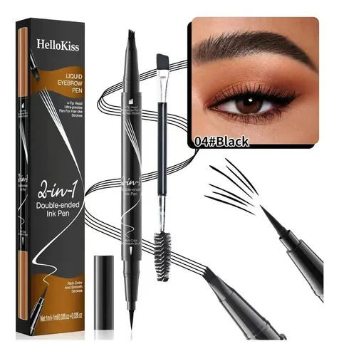 Lápiz Delineador Cejas 2 En 1 Hellokiss Negro