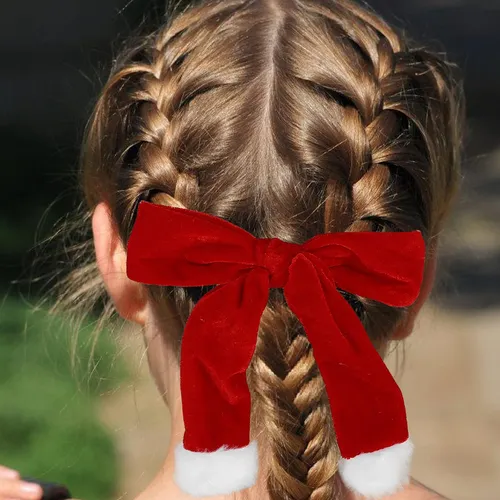 4 Broches Con Lazo Navideño: Pinzas Para El Pelo Con Forma D