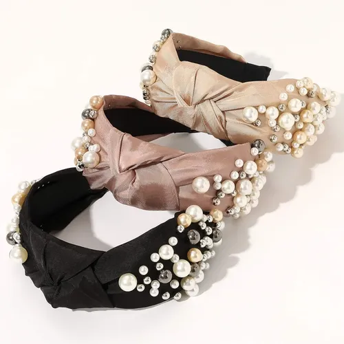 6 Diademas Para Mujer Acolchadas Con Perlas