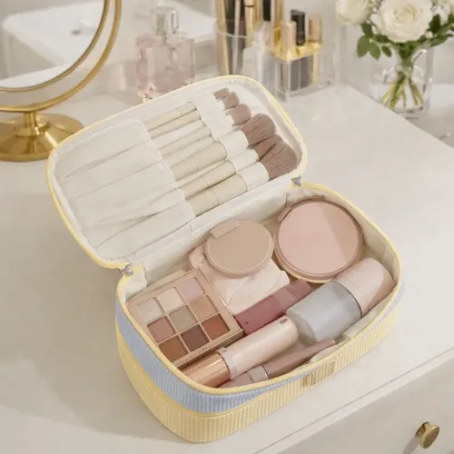 Neceser De Doble Capa De Felpa Suave Para Maquillaje Portáti