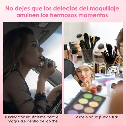 Espejo De Maquillaje Portátil Hifiluz Con Luz Led Y Aumento