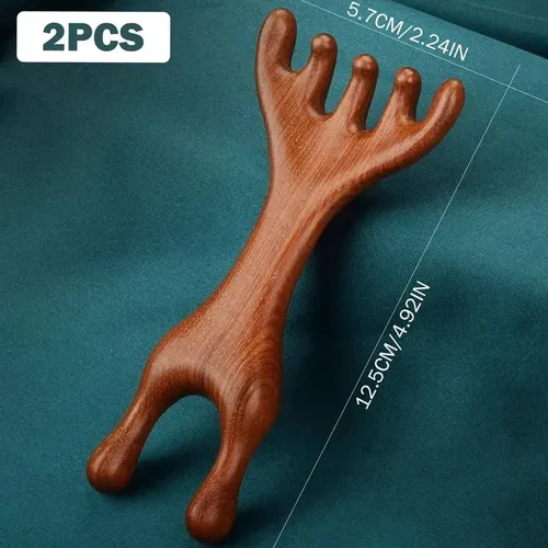 H 2pcs Masaje De Madera, Masajeador Cuero Cabelludo 5 Garras