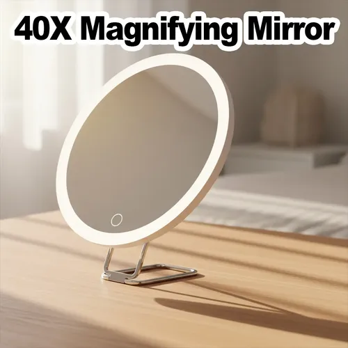 Espejo De Maquillaje Con Aumento De 40 Aumentos Con Led Táct