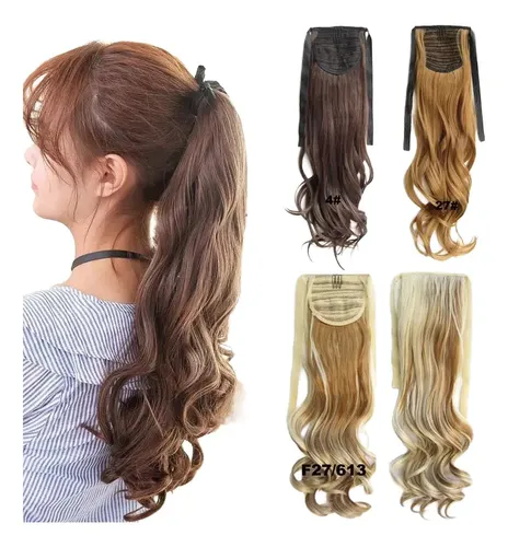Cola Pelo Sintético Con Cinta 70cm De Largo Rulos Ponytail