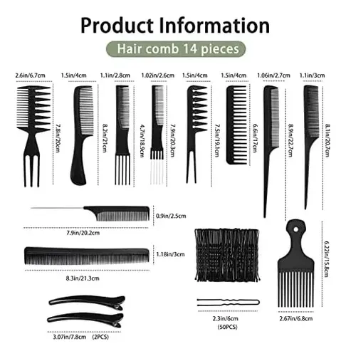 Juego De Peines Para El Cabello Profesional De 14 Piezas Y Y