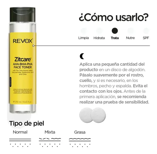 Revox B77 Zitcare Aha- Bha- Pha Limpiador + Tónico 250ml Todo Tipo De Piel Noche