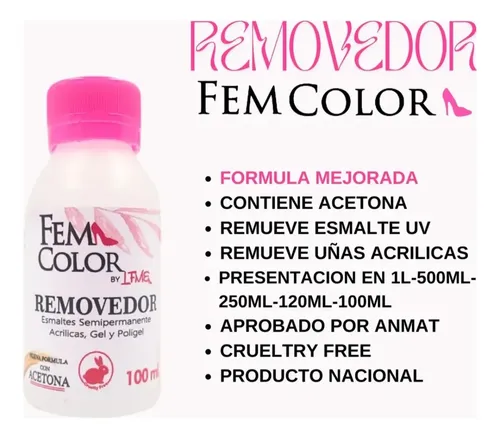 Removedor Gel Uv Led Esmalte Semipermanente Acetona 100ml
