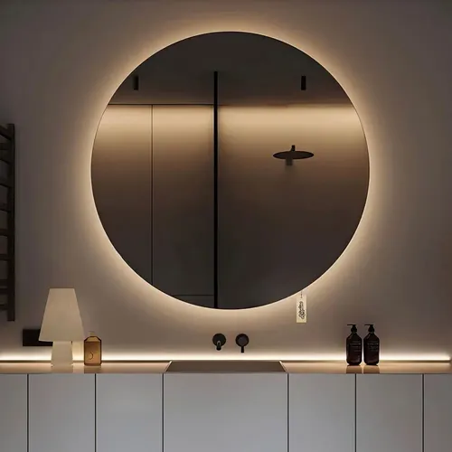 Espejo Luz Led De Pared Grande Redondo Baño Decorativo 60 Cm