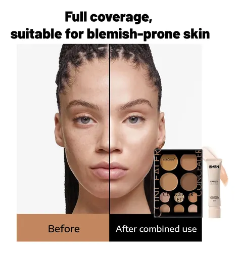 Kit 2 Base De Maquillaje Líquido Y Paleta De Correctores