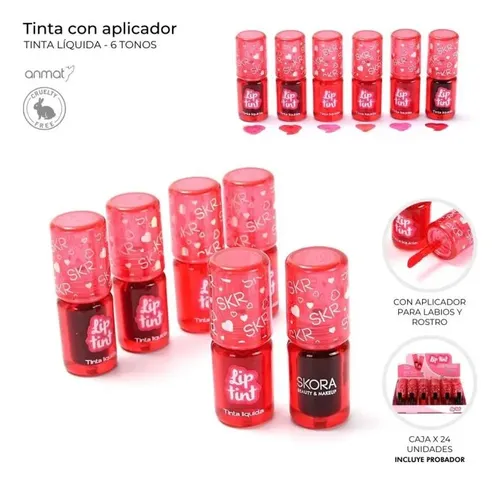 Tinta Labial Liquida Skora Con Aplicador 6 Tonos Rojizo