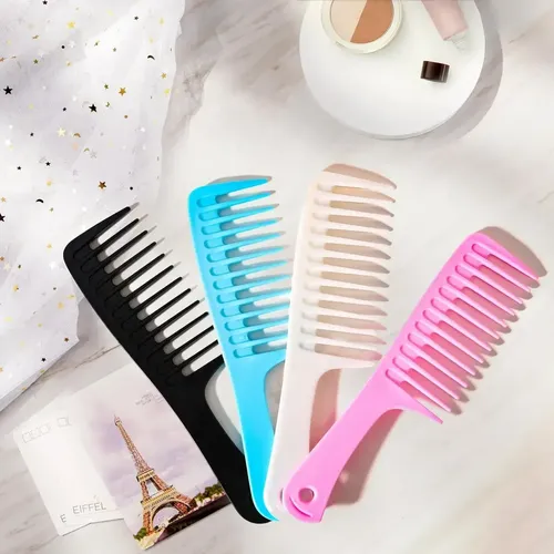 2 Peines De Dientes Anchos Para Cabello Rizado  Negro-rosa