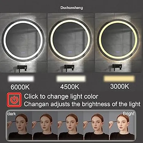Espejo 5x Maquillaje 29 Cm Táctil Luz Led 3 Colores Bateria
