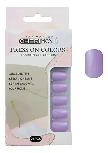 Press On Tips Autoadhesivo Oval Cherimoya Violeta Lisa