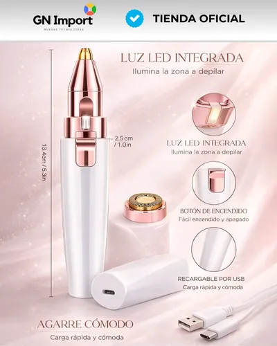 Depilador Facial Vello Corporal Luz Recargable 2 En 1 Mujer