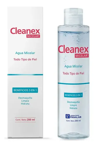 Cleanex Agua Micelar 3 En 1 Todo Tipo De Piel X 200g