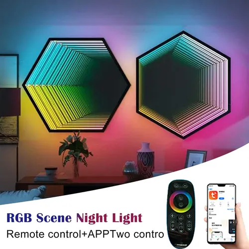 Luz Led Hexágono 3d Neón Espejo Infinito 50cm