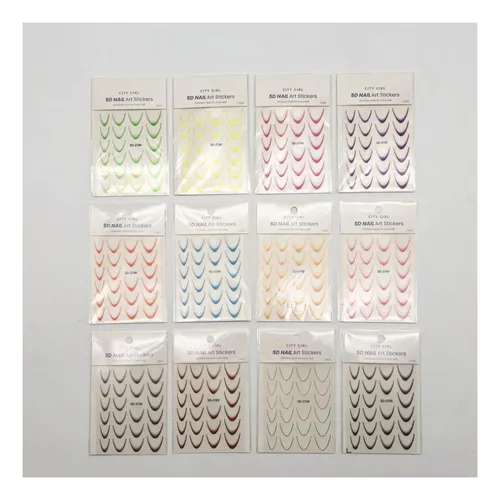 X2 Stickers Uñas 5d Degrade French Dorados Nail Art Diseño