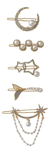 5 Broches Para El Pelo Con Perlas A La Moda Para Mujer