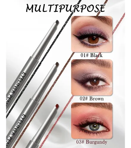 Lápiz Delineador De Ojos Gel, Waterproof, 3 Colores, Largo