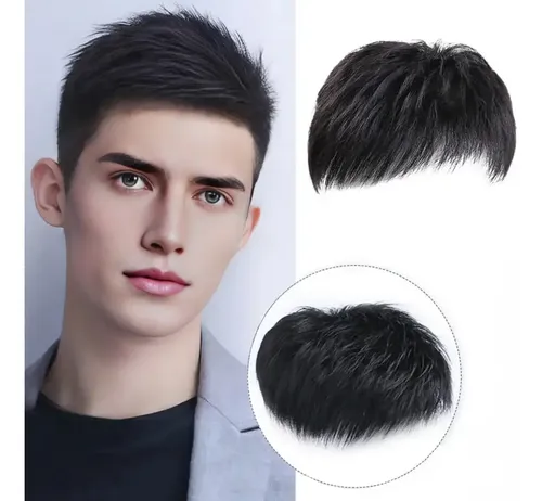 Nueva Peluca Negra De Pelo Corto Para Hombre