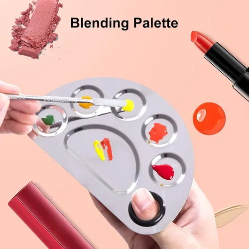 Paleta De Maquillaje De Acero Inoxidable Con Espátula