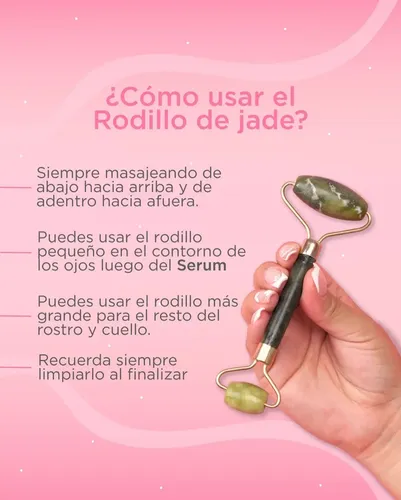 Jade Roller Y Piedra Gua Sha Masajeador Facial Set Original