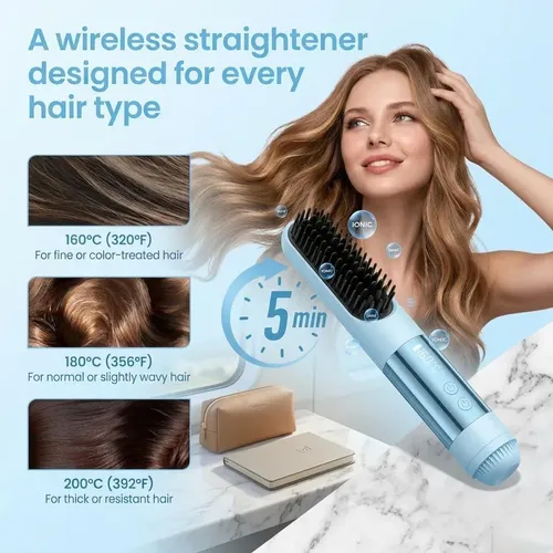 Cepillo Alisador Inalámbrico Viajes Cabello Corto Rápido//**