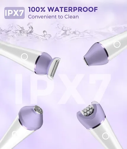 Depiladora Eléctrica 7 En 1 Ipx7 Con Cepillo Facial Y Masaje Purple And White