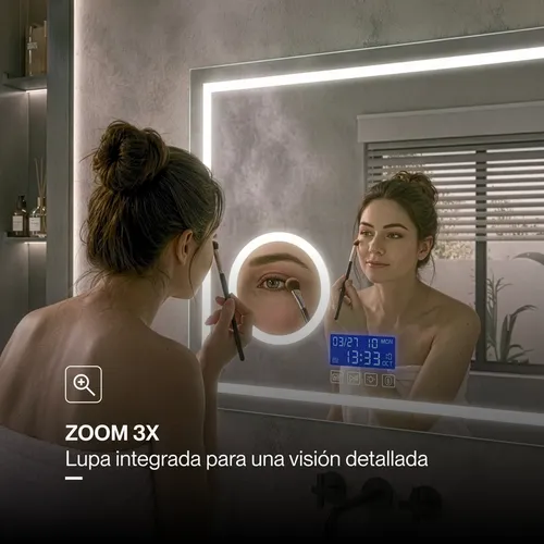Espejo Bluetooth Luzled Desempañador Baño Rectangular 60×100