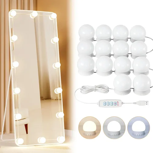 Luz De Tocador Led Yarnock 14 Bombillas Usb 3 Temperaturas D
