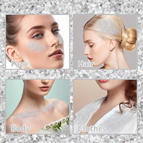 Spray De Brillo Plata Meicoly 25g Para Cuerpo Y Cabello