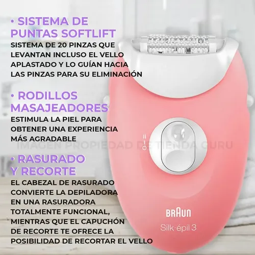 Depiladora Eléctrica Mujer BRAUN Silk-épil 3, 3-440 Color Rosa