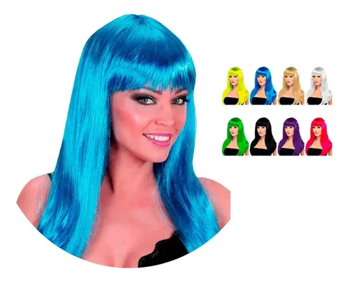 Pack X 12 Pelucas Lisas Pelo Lacio Colores Fiestas 555