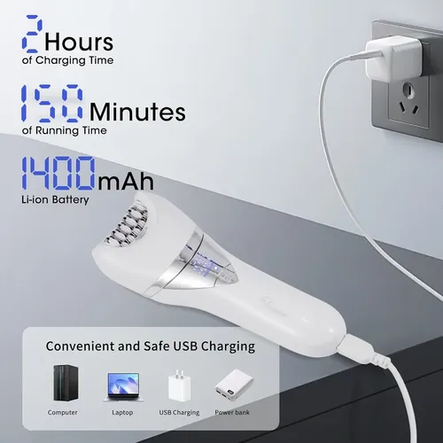 Depiladora Eléctrica Recargable Hatteker 6 En 1 White