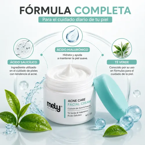 Crema Facial Acne Care Mely Te Verde Acido Salicilico 50g