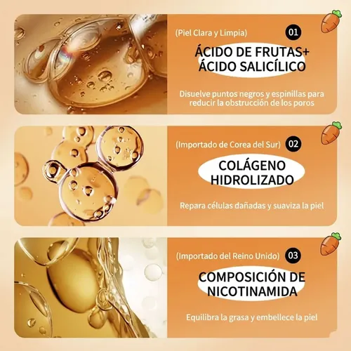 Mascarilla Facial Burbuja Zanahoria Ácido Salicílico X12