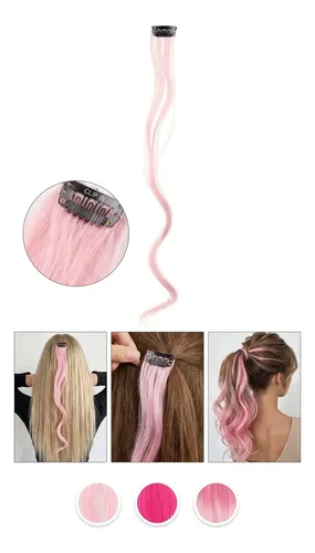 Set 6u Extensiones De Pelo Tinsel Glitter Clip Onduladas