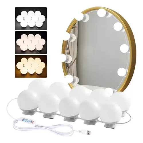 Kit 10 Focos Lamparas Luz Led Espejo Usb Vanity Camarin