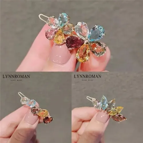 Pinzas Para El Pelo De Cristal Coreano Iridiscente, Pasadore
