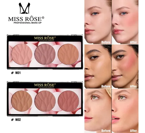 Paleta De Rubor Redonda De 3 Colores, Larga Duración 24boxes