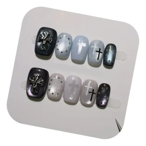 Calidad Superior Parche De Uñas Con Estrella Gris Y Azul