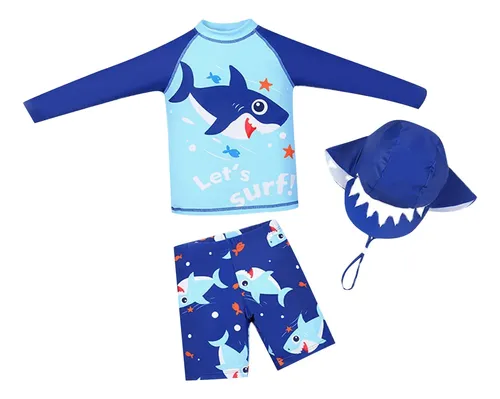 Traje De Baño Para Niños, Gorro, Protector Solar, Transpirab