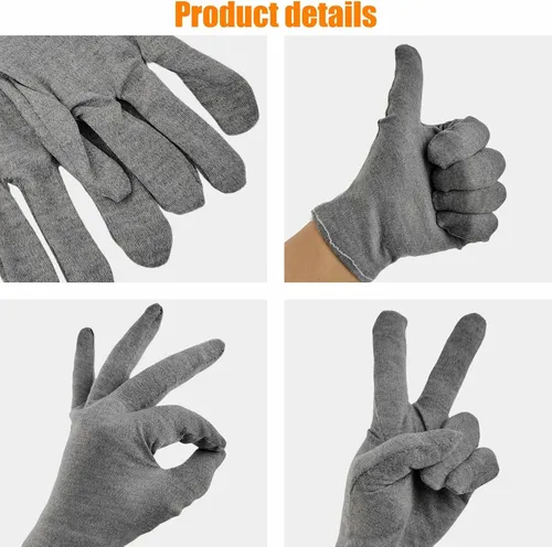 Guantes Algodón Hidratan Eczema Manos Secas Gris 4 Unidades