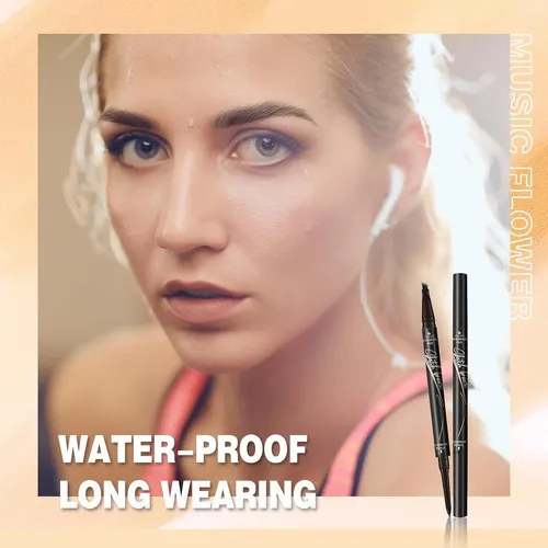 Music Flower Boli Doble Extremo Cejas 4 Micro Brochas Negro