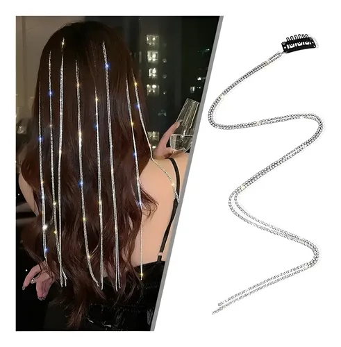 2u Tira Extension Para Cabello Cristales Blanco Cristal 2mm