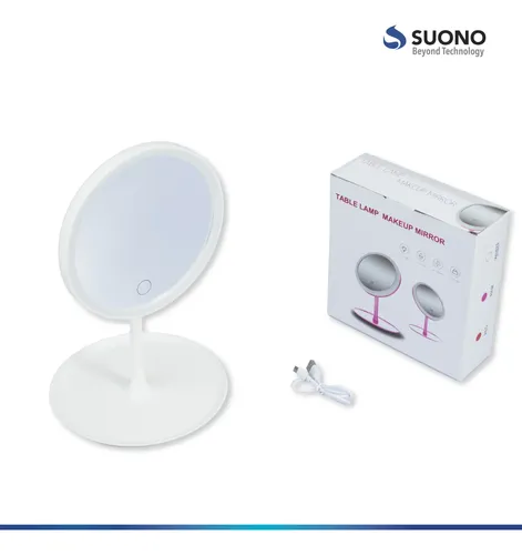 Espejo Luz Led Regulable Redondo Con Base Organizadora