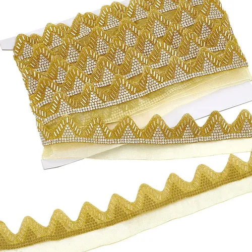 Cinta Triangular De Poliéster Con Cuentas De Semillas Y Enca Goldenrod Triángulo